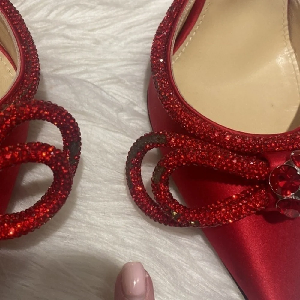 Mach & Mach Crystal Double Bow pointed toe pump size‎ 37.5EU
